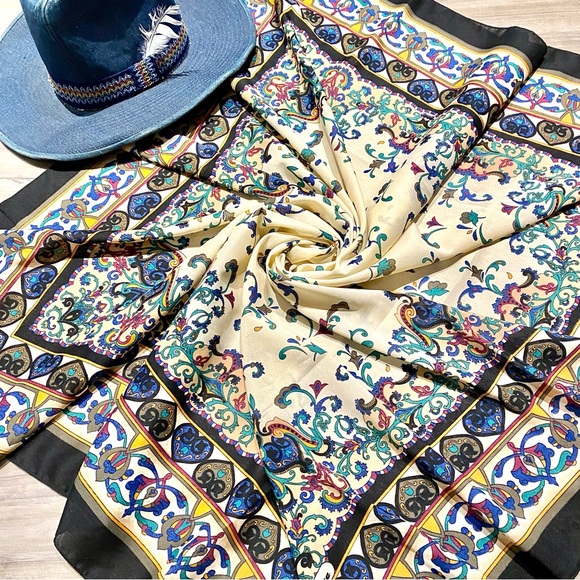 Farmhouse folk vintage floral boho scarf/wrap w southwestern prairie vibe - Picture 16 of 16